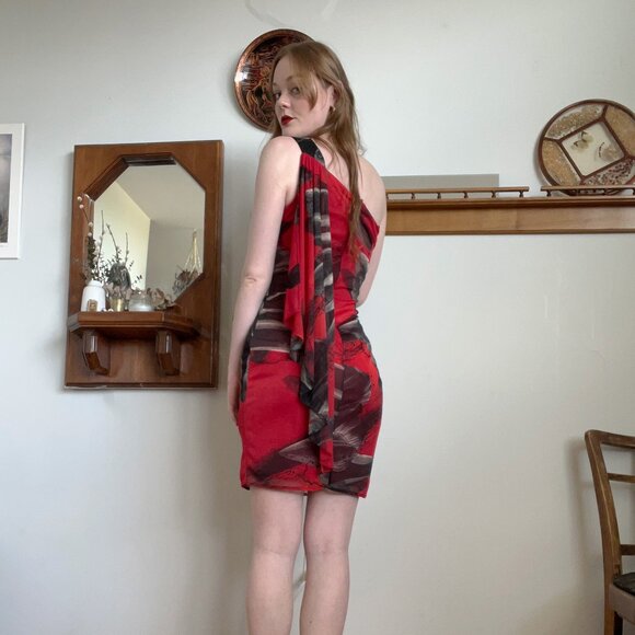 y2k Le Chateau Flower Overlay Mini Dress - Picture 3 of 6